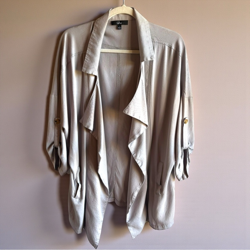 Lulus Lucky Break Light Grey Oversized Jacket Size Large 100% Tencel
